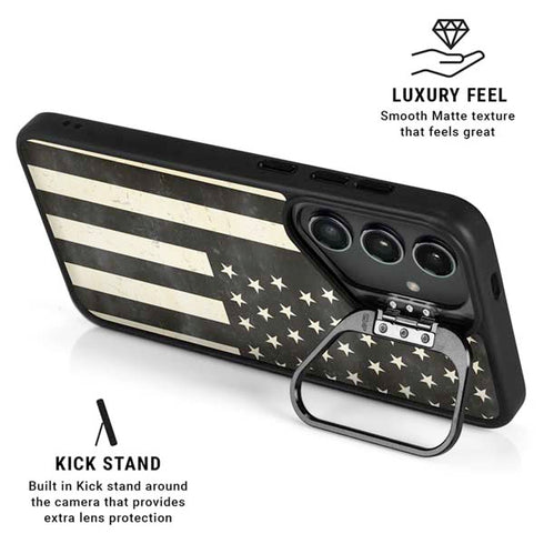 Black & White USA Flag Galaxy S24 Plus Kickstand Case